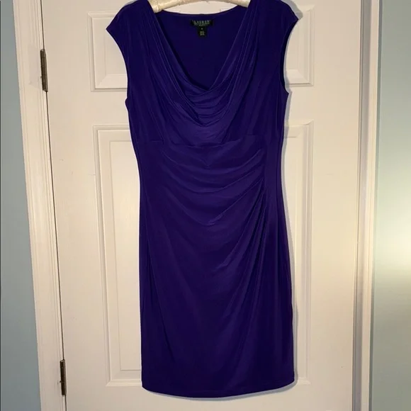 Lauren Ralph Lauren Purple Ruched Sheath Dress Midi - Picture 1 of 4